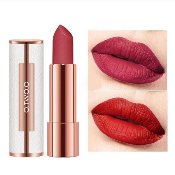 

o.two.o matte lipstick nude brown red lips makeup velvet silky smooth texture long lasting waterproof lip stick 12 colors