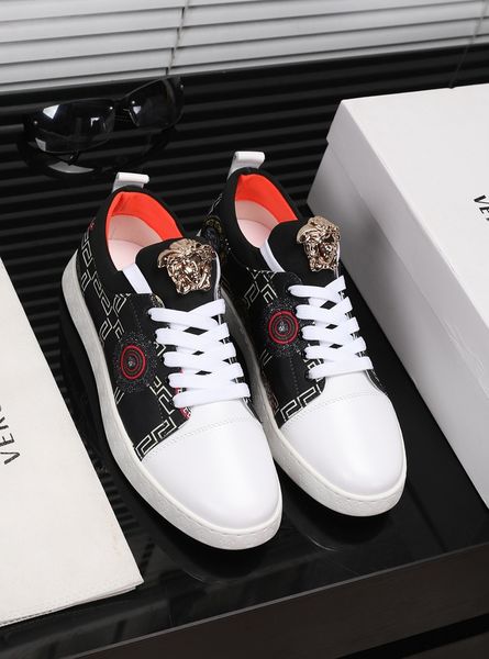 

new style high-end luxury men's casual sports basketball shoes fashion design brand platform classic retro medusa pattern size: 38-44 h, Black