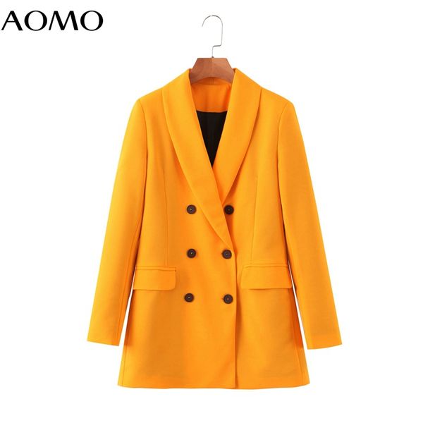 

women's suits & blazers aomo women 2021 buttons orange blazer female long sleeve elegant jacket ladies work wear formal sl512a, White;black