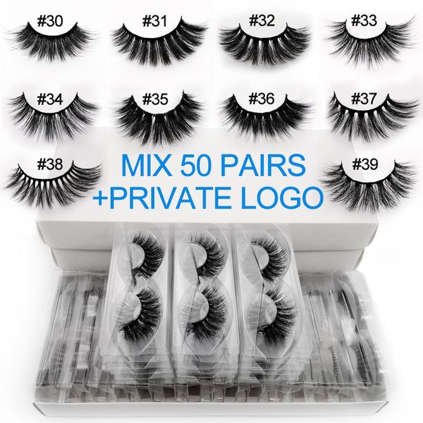 

50 pairs wholesale mink eyelashes bulk fluffy 3d lashes 100% cruelty natural long false eyelash extension makeup cilios