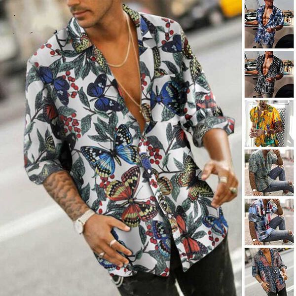 

men's casual shirts shirt short sleeve hawaiian loose print beach men, White;black
