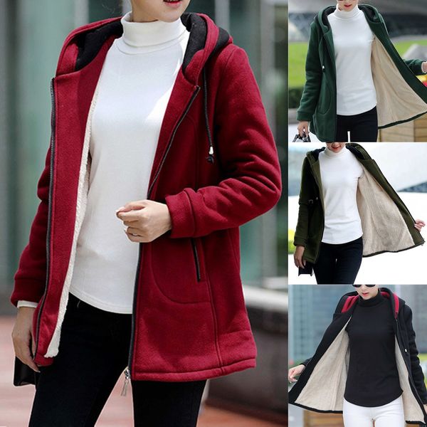 

women clothes 2019s winter warm outwear solid with pockets composite trench coats ropa mujer roupas feminina manteau femme, Tan;black