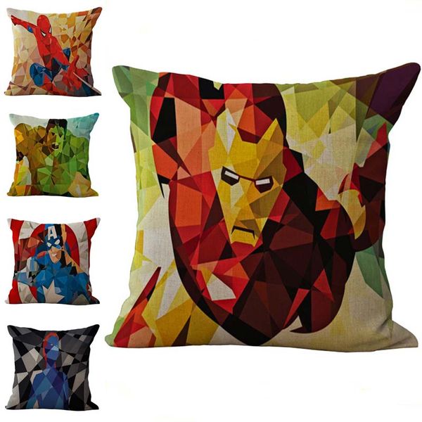

superhero avengers pillow case superman captain america iron man hulk linen cotton pillow case cushion cover luxury pillowcover 240386