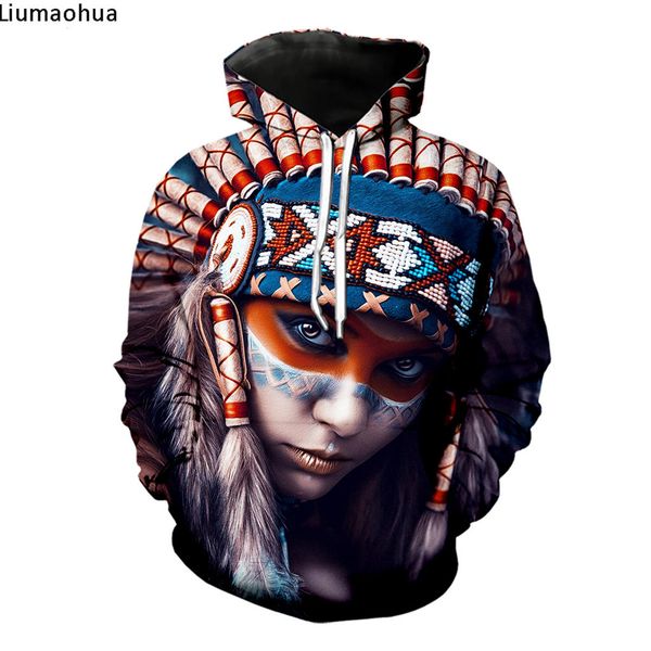 

new 3d print funny indians hoodie men hoodie casual streetwear, Black