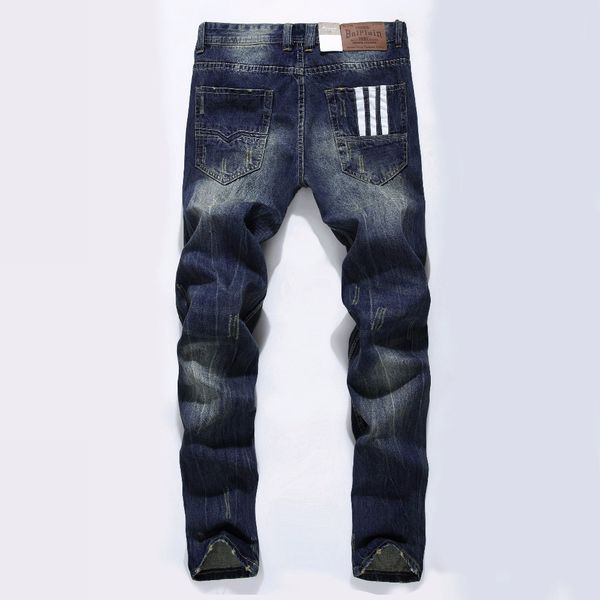 

fashion designer jeans men straight dark blue color printed mens jeans ripped jeans,100% cotton