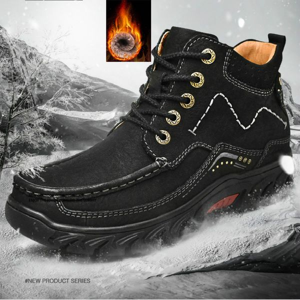 

big size 2020 men hiking boots warm men waterproof leather winter snow boots sneakers outdoor male work shoes