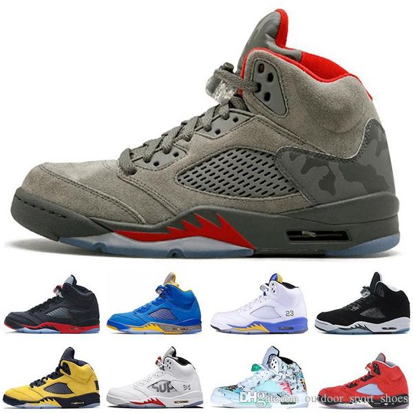 

2019 new arrival michigan 5 5s basketball shoes mens sup desert black grape laney yellow camo oreo mens designer shoes us7-13