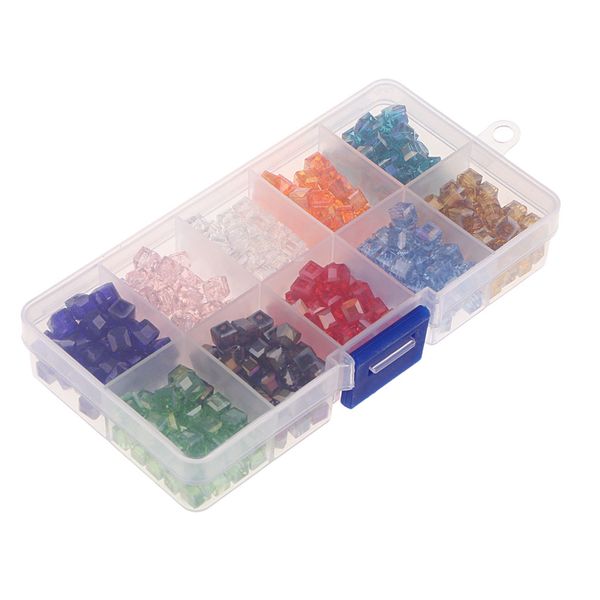 

10 mixed color crystal грановитой стеклянные бусины spacer сыпучие бисер подвески для diy ювелирные изделия делая выводы, с clear storage bo