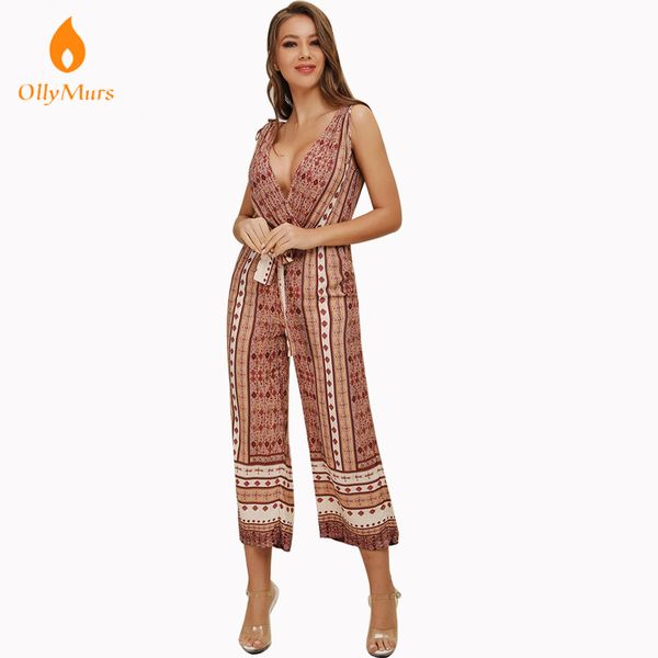 

backless flower print jumpsuit sleeveless deep v-neck romper new trendy women clothes summer bodycon floral one pieces, Black;white