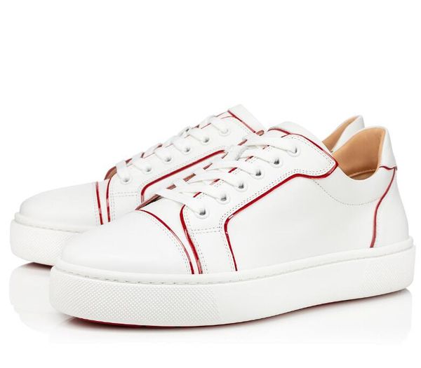 

red bottom low cut flats for men women leather thick bottom sneakers designer shoes outdoor casual flats lace-up luxury style trainers, Black