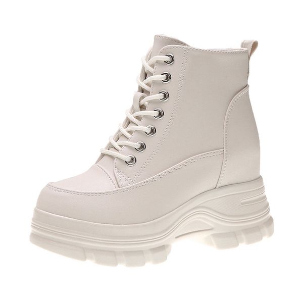 

sagace shoes winter women boots platform-bottom lace-up shoes square heel round toe boots fashion ankle for women, Black