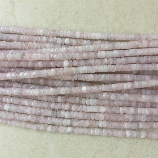 

2*4mm 190pcs genuine pink quartz gemstone rondelle flat round heishi beads loose spacer round beads for jewelry making diy gift