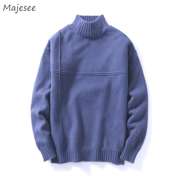 

men sweaters thicker simple basic leisure all-match fleece sweater mens winter soft knitted winter thick warm, White;black