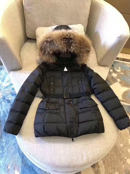 

with belt 2020 winter jacket women fur collar hooded black white female down coat warm outerwear womens short down parka jacket