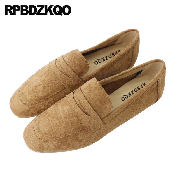 

shoes china ballerina suede brown plain work grey loafers square toe ladies soft ballet flats women slip on red designer black