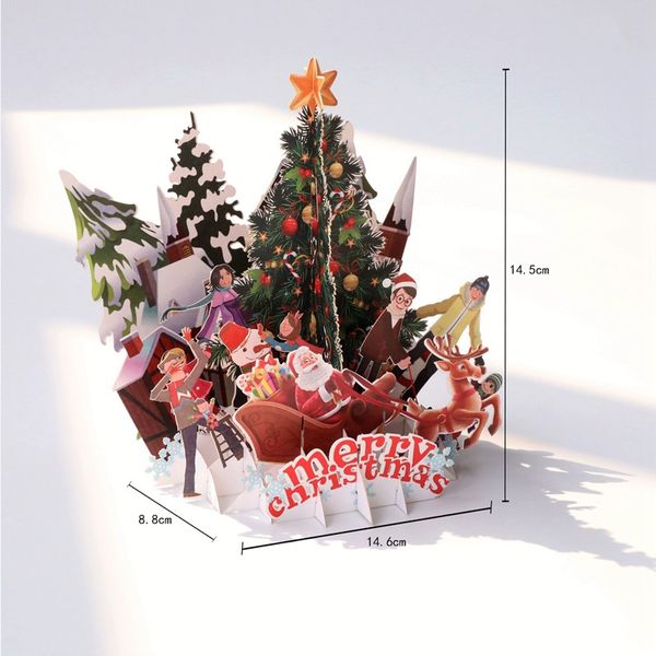 

merry christmas 3d popup folding greeting card holiday invitation cards with postcard envelope christmas greeting card