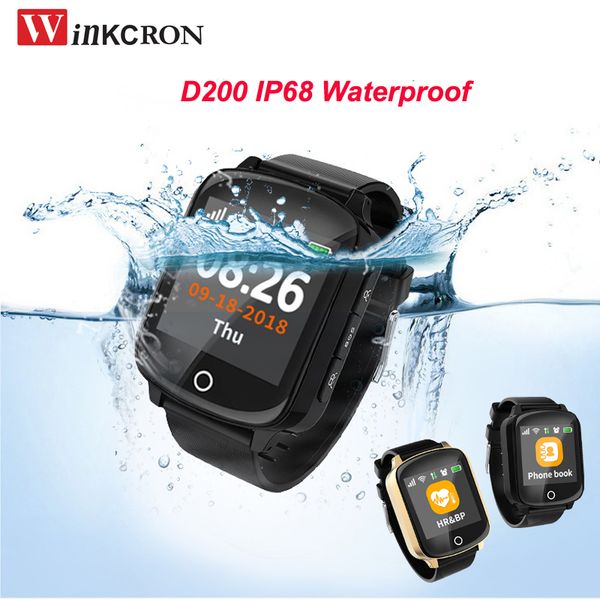

old man smart watch d200 ip68 waterproof gps+lbs+wifi location track anti-lost smartwatch heart rate monitor fall-down alarm