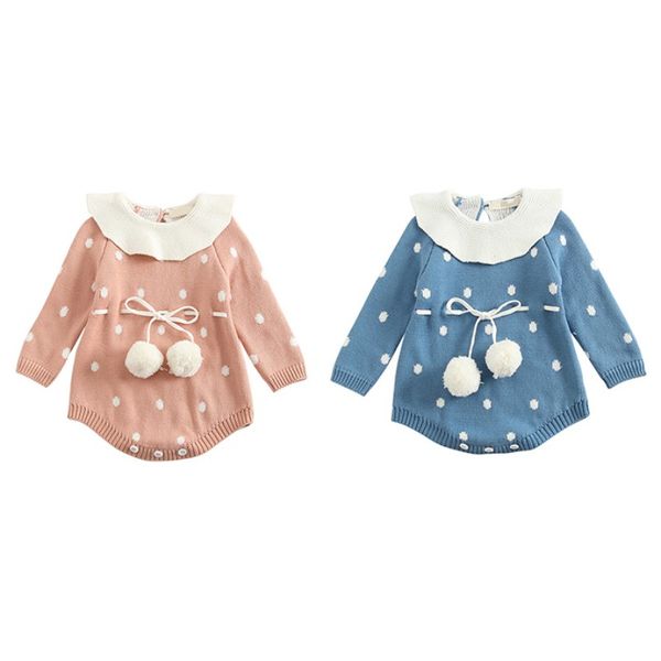 

baby girls sweater autumn long sleeve cotton thicken romper infant kids fashion playsuit outfits, Blue