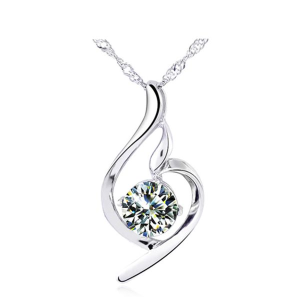 

simple style solid sterling silver gemestone pendant necklace 45cm chain