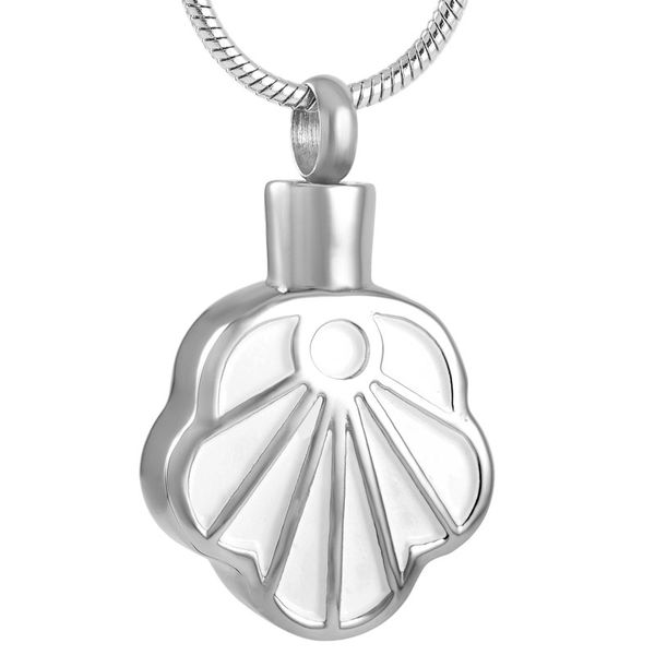 

ожерелье ijd9195 нержавеющей стали кремация серебряный кулон для shape ashes urn белый shell мемориал мужчины женщины цепи змейки ювелирных, Silver