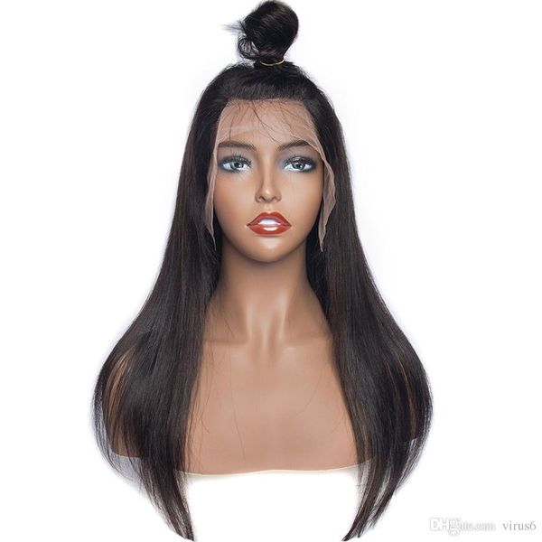 

lace front human hair wigs 13*4 pre-plucked with baby hair lace wig remy peruvian, Black
