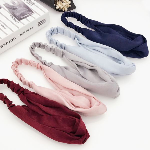 

1pc fashion headdress women hair accessories fabric cross knotted bow chiffon floral hair band girls headband ladies hoop
