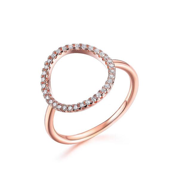 

hollow ring fashion minimalist micro-zircon ring female circle silver color and rose gold color ring ornament zk40