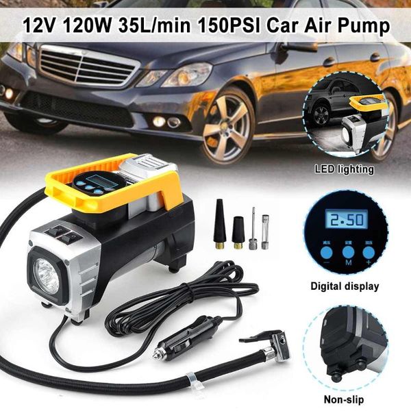 

35l/min 12v multifunction car tire tyre inflator 120w 150psi metal vehicle auto electric pump air-compressor led digital screen