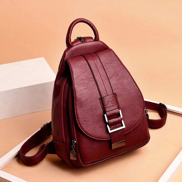 

2020 new female bag korean version of the shoulder bag casual soft leather multifunctional female backpack