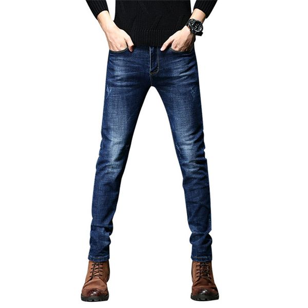 

2019 new fashion men casual jeans slim straight biker blue jeans mens joggers pants stretch ripped denim destroyed bottom,605