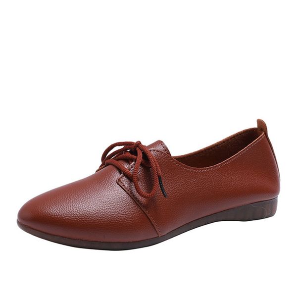 

new women spring lace up flat shoes woman soft pu pointed toe elegant fashion british ladies casual female single footwear, Black