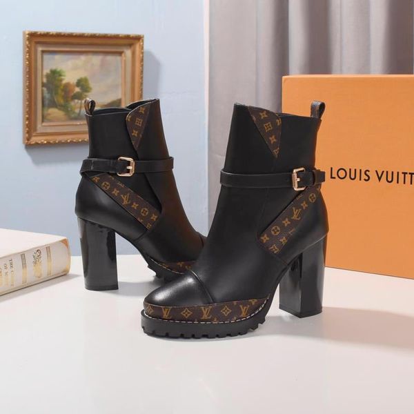 louis vuitton chunky heel boots