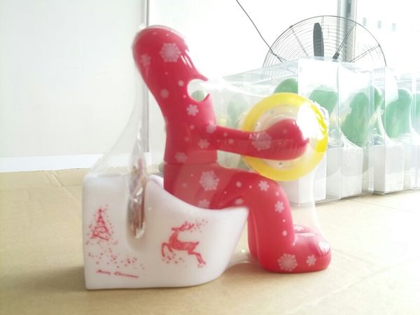 

the bustation - desk accessory: tape dispenser pen memo holder clip storage (christmas gift red with snowflake