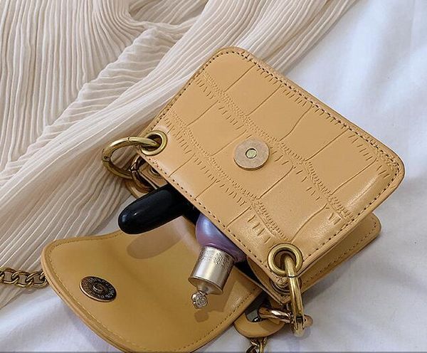 

designer luxury handbags purses women fashion women saddle bag mini chain package 4 color pure color joker shoulder bag and hang bag cow11