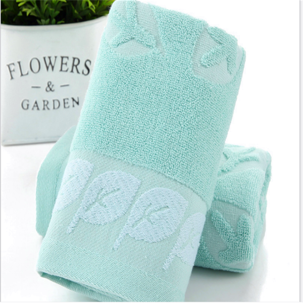 

pure cotton jacquard leaf towel, Blue;gray