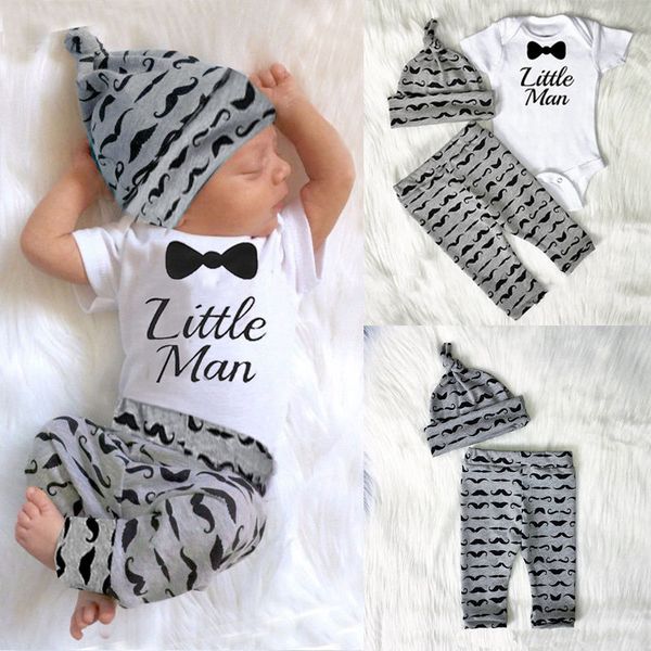 2019 conjuntos de roupas de bebê 0-18m 3 pcs outono meninos de bebê meninos conjunto infantil bebê mini tops t-shirt + calça + chapéu 3 pcs outfits conjunto