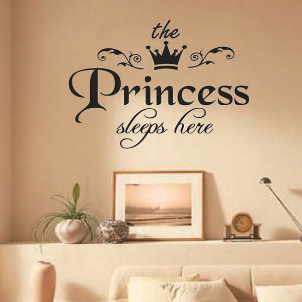 The Princess Sleeps Here Wall Sticker For Girls Room Baby Girl Bedroom Background Home Decoration Stickers Art Decals Wallpaper Decorative Wall Art