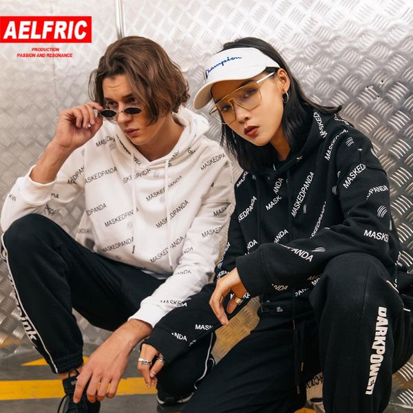 

aelfric letter printed pullover spring women hooded sweatshirts casual hoodie streetwear hip hop swag couple hoodies femme mp09, Black