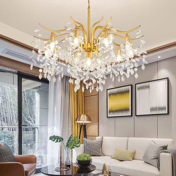 Nordic Led Crystal Chandeliers Gold Black Chandelier Luxury Lighting Kitchen Dining Living Room Bedroom Lamp Lustre Pendente 110v 240v Hanging Pendant