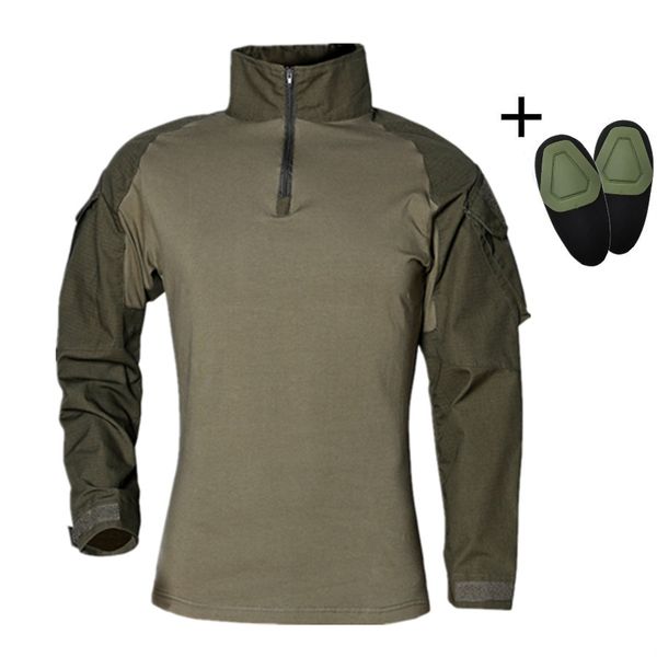 

male army uniform camouflage quick dry t shirts tactical combat shirts war game clothing shirt with elbow pads, Gray;blue