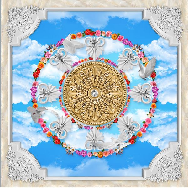 

morden palace ceilings 3d ceiling mural paintings living room ceiling wallpaper