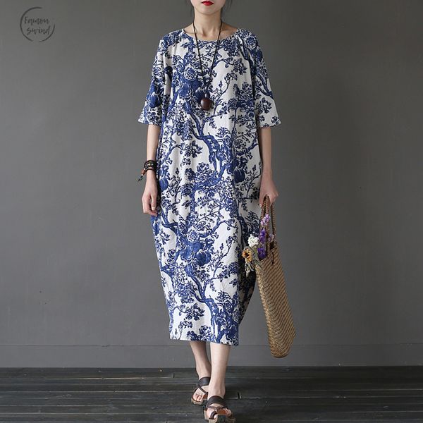 

новые летние платья пинта 2019 хлопок лен урожай женщины осень robe половина рукава o шеи омывается плюс размер дизайнер одежды, Black;gray