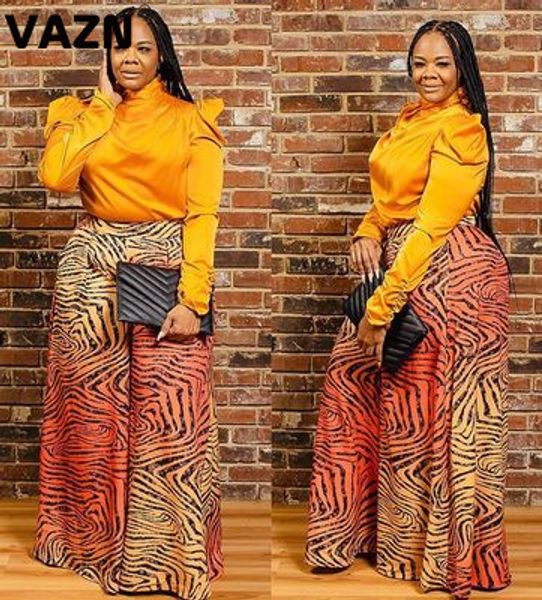 

vazn new arrival 2020 spring lady colors striped full pants mid waist straight wide leg pants lady high street chic, Black;white