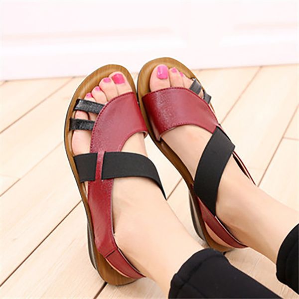 

sandals 2021 women summer mixed colors ladies elastic band comfortable beach female woman rome open toe shoes women's footwear, Black