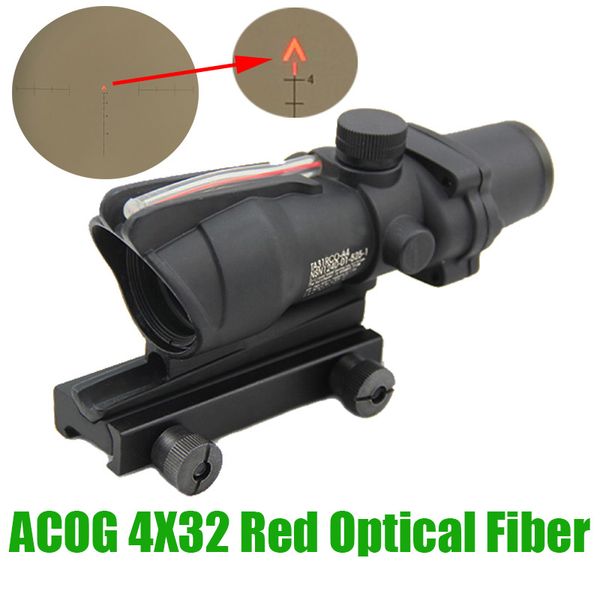 Acog Tattico 4x32 Sorgente In Fibra Ottica Rosso Illuminato Chevron Vetro Acidato Reticolo Reale Fibra Rossa Portata del Fucile Da Caccia