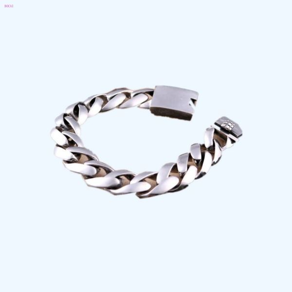 

s925 silver men's bracelet thai silver fashion simplicity popular smooth surface ring chain whip chain for men, Black