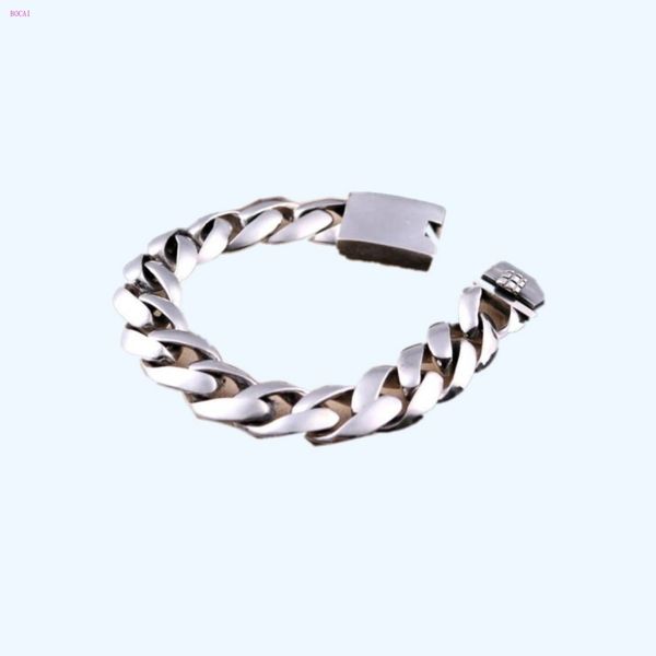 

s925 silver men's bracelet thai silver fashion simplicity popular smooth surface ring chain whip chain for men, Black