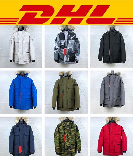 

новый стиль relaxed top quality канада дизайнер куртка pbi экспедиция parka fusion fit мужчин зимние пальто вниз ветровки, Black