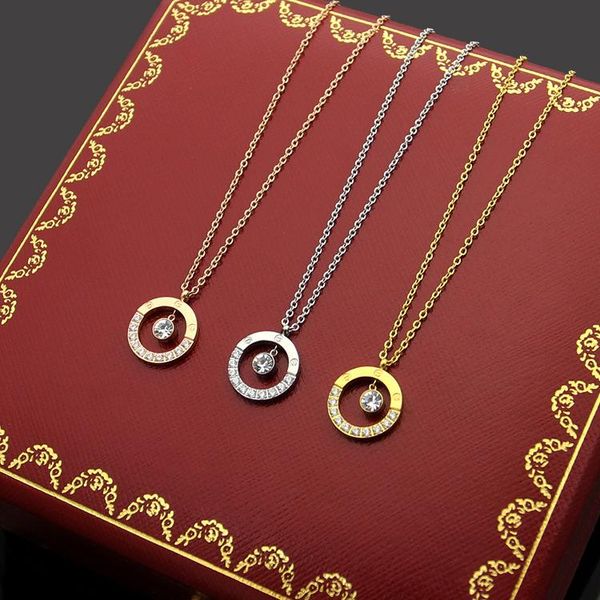 

2020 brand stylish ladies charm necklace screw ring semi diamond pendant single diamond necklace ladies heart has your love necklace, Silver