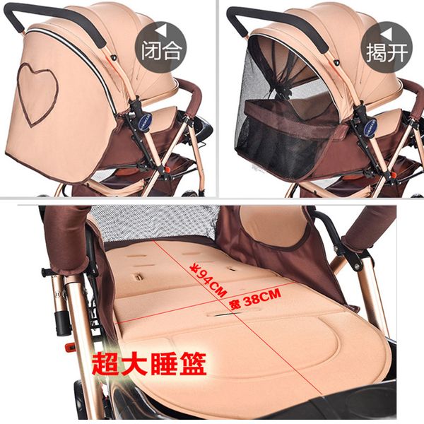 

ultra-light baby stroller four-wheeled baby trolley portable folding two-way implementation of reclining trolley